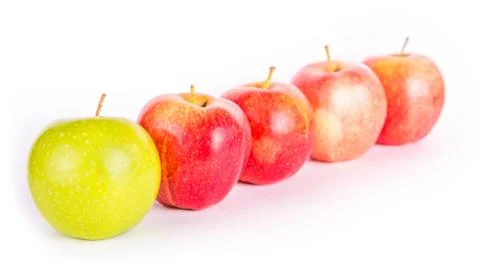Apples in a row Stock Photos