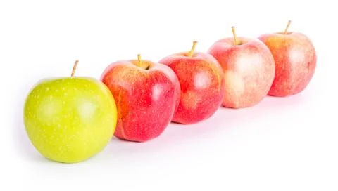 Apples in a row Stock Photos
