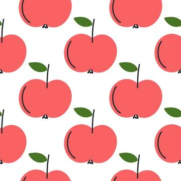Apples seamless pattern vector illustration Ilustração Stock