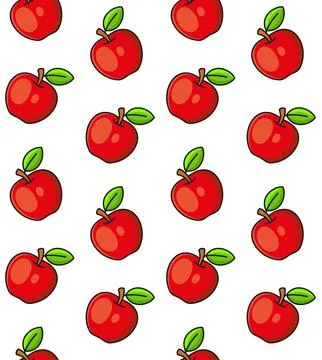 Apples Seamless Pattern on White Background. Vector 库存插图