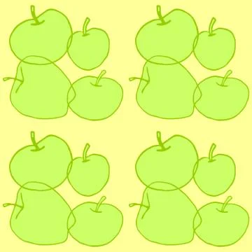 Apples seamless vector color pattern. Outline doodle. Repeating print. Perfec イラスト素材