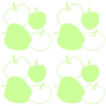 Apples seamless vector color pattern. Outline doodle. Repeating print. Perfec Stock Illustration