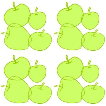 Apples seamless vector color pattern. Outline doodle. Repeating print. Perfec Illustrazione stock