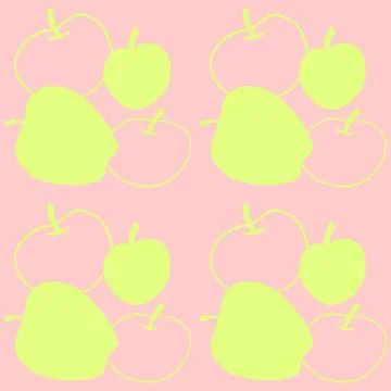 Apples seamless vector color pattern. Outline doodle. Repeating print. Perfec Stock Illustration