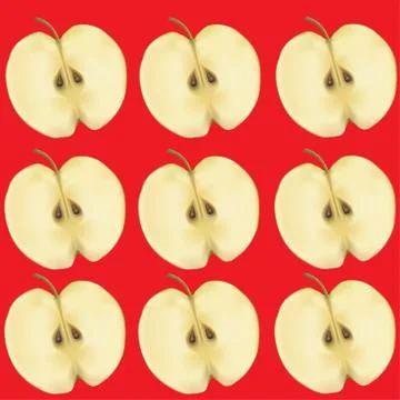 Apples in a section on  red background Stock Illustration