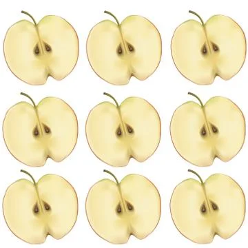 Apples in a section on  white background Stock Illustration