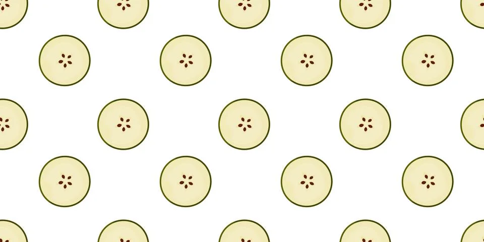 Apples slice Seamless Pattern. Cartoon beautiful minimalist vector fruit illu Stock Illustration