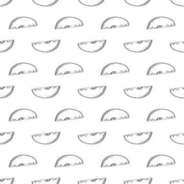 Apples slice seamless pattern. Engraving vintage style. Stock Illustration