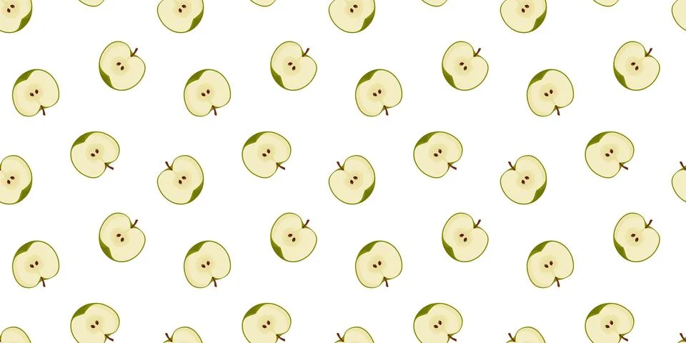 Apples slice Seamless Pattern. Minimalist beautiful vector fruit illustration Illustrazione stock