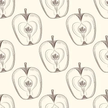 Apples slices seamless pattern. Apple fruit backdrop. Stock Illustration