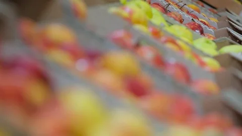 Apples at the supermarket closeup Stock Footage 70173251
