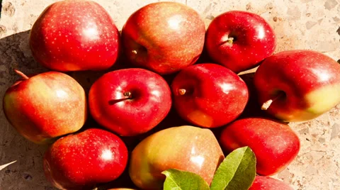 Apples under sun Stock Footage 32157783