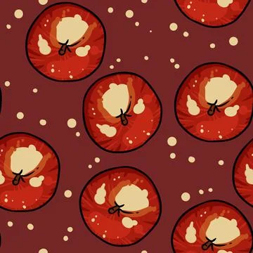 Apples victorian colors seamless pattern. Cute cartoon style background textu Stock Illustration