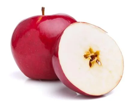 Apples on white background with reflection Stock Photos