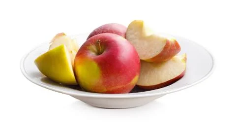 Apples on a white plate Stock Photos