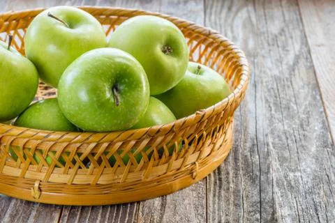 Apples in a Wicker Basket Stock Photos