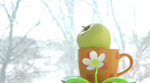 Apples in the window Stock Footage 10786282