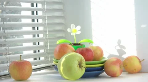 Apples in the window Stock Footage 10786439