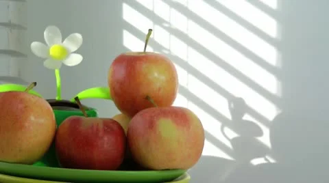 Apples in the window Stock Footage 10786491
