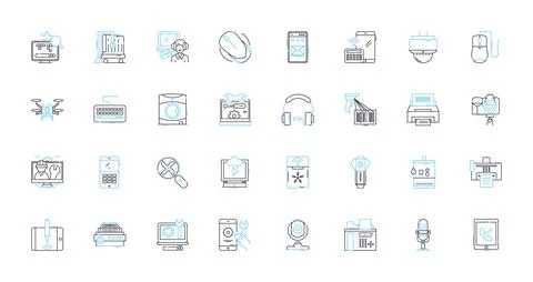 Appliance maintenance linear icons set. Cleaning, Checking, Repairing Stock Illustration