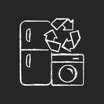 Appliance recycling program chalk white icon on dark background 스톡 일러스트
