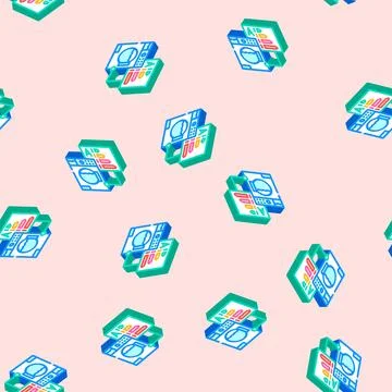 Appliances energy efficient isometric icon seamless pattern Stock Illustration