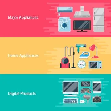 Appliances flat design Stock Illustration