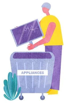 Appliances Garbage Sorting, Broken Device Vector Illustrazione stock