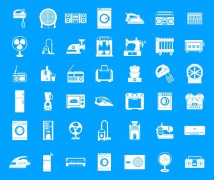 Appliances icon blue set vector イラスト素材