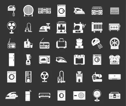 Appliances icon set grey vector Stock Illustration