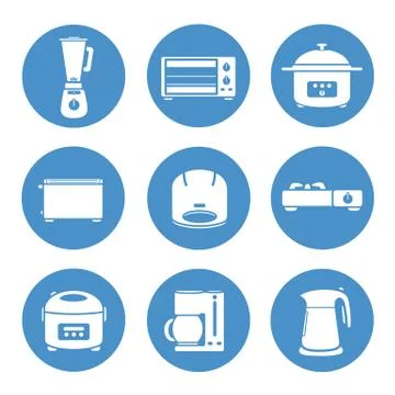 Appliances in the kitchen  icons set Stock Illustration