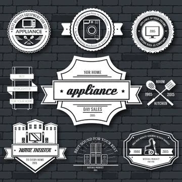 Appliances label template of emblem element for your product or design, web and Stock Illustration