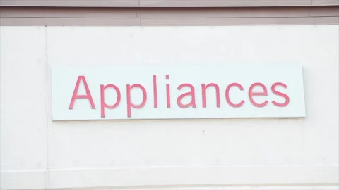Appliances word writing caption text sign in red on white rectangle background Video stock 251368360
