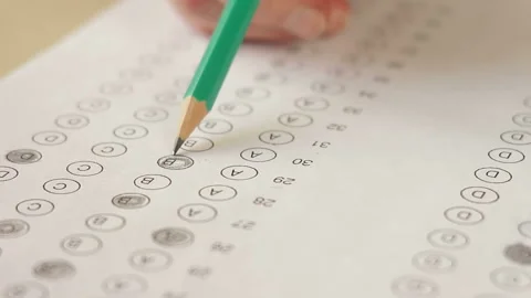 Applicant answering multiple choice test questions Stock Footage 102947324