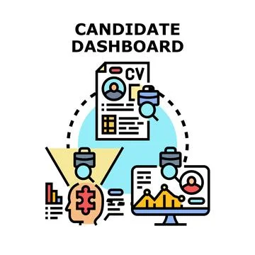 Applicant dashboard analyzing resume and recruitment data Stock Illustration