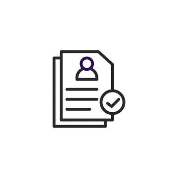 Applicant profile document symbol for user data assessment and account veri.. Illustrazione stock