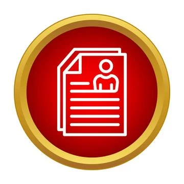 Applicant resume document icon on red button Stock Illustration