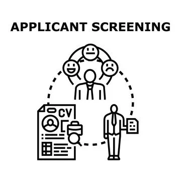 Applicant screening process evaluating candidate performance concept Stock Illustration
