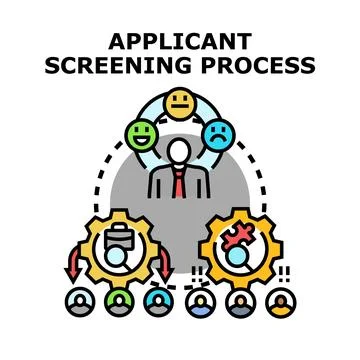 Applicant screening process evaluating job candidates selection イラスト素材