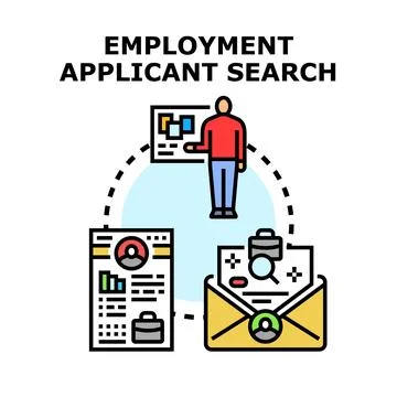 Applicant search process creating job recruitment strategy Stock Illustration
