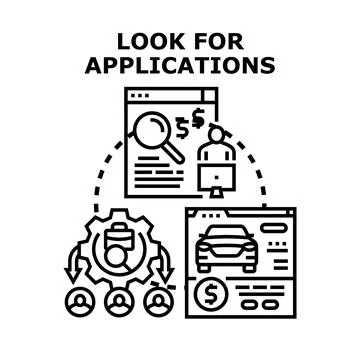Applicant searching process checking job applications looking for candidates イラスト素材