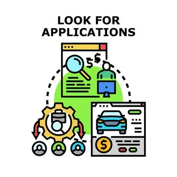 Applicant searching process checking job applications looking for candidates Stock Illustration