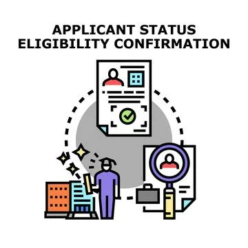 Applicant status eligibility confirmation process applying job Stock Illustration
