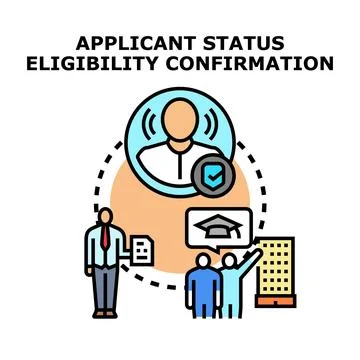 Applicant status eligibility confirming process illustration Illustrazione stock
