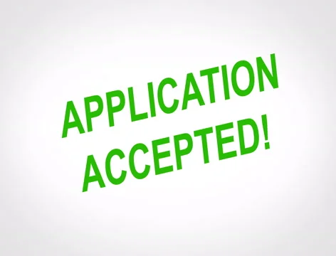 Application Accepted Concept, words fall down on white background Stock Footage 42905035