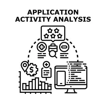 Application activity analysis and data evaluation concept 库存插图