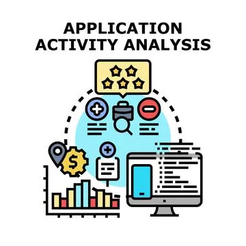 Application activity analysis and data evaluation concept Stock Illustration