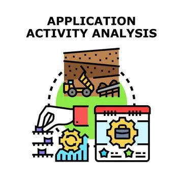 Application activity analysis evaluating business workflow metrics Stock Illustration