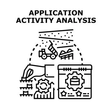 Application activity analysis evaluating business workflow metrics イラスト素材