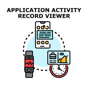 Application activity record viewer concept collecting data Stock Illustration